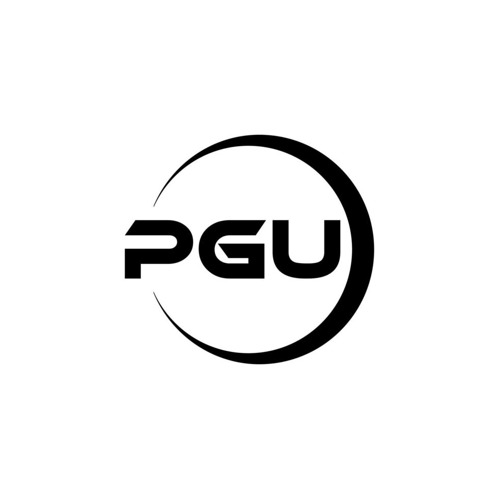 PGU letter logo design in illustration. Vector logo, calligraphy designs for logo, Poster, Invitation, etc.