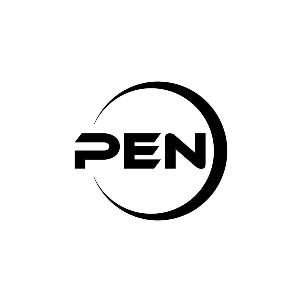 PEN letter logo design in illustration. Vector logo, calligraphy designs for logo, Poster, Invitation, etc.
