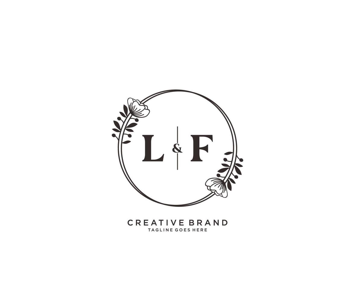 initial LF letters hand drawn feminine and floral botanical logo suitable for spa salon skin hair beauty boutique and cosmetic company. vector