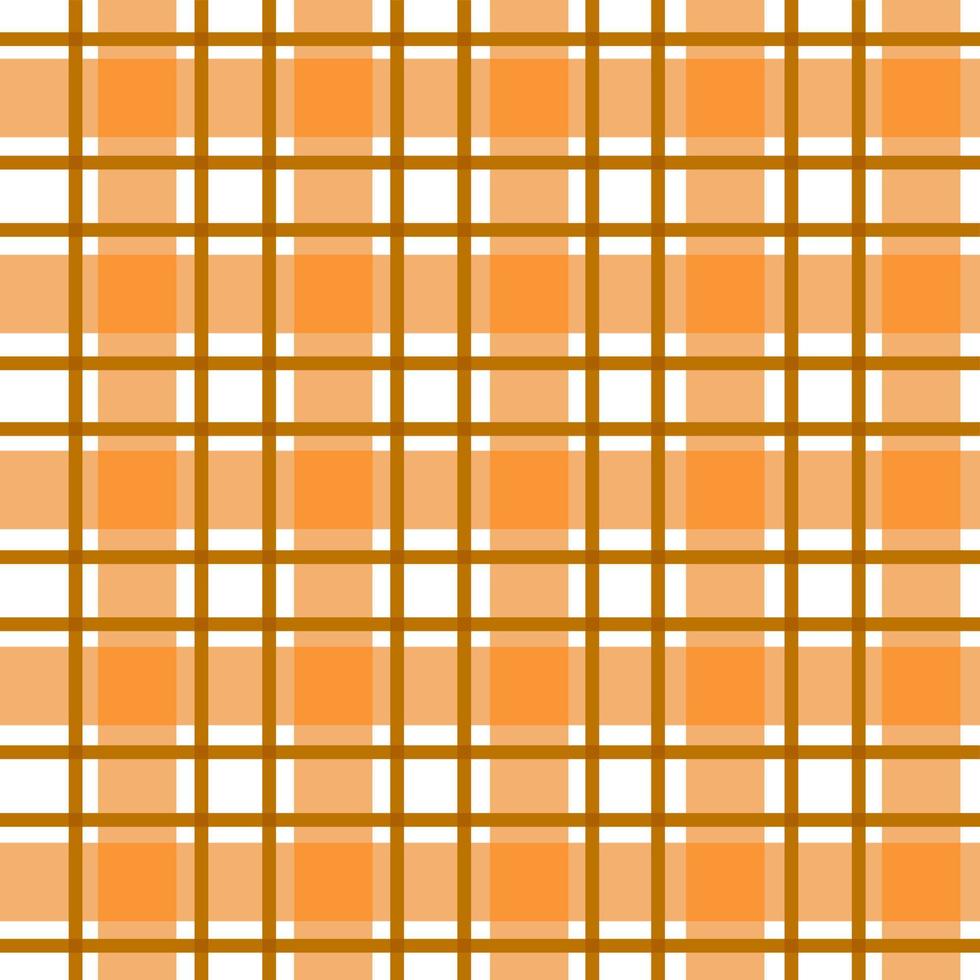 Seamless tartan plaid pattern. Checkered fabric texture print in stripes of orange shade and white background. vector