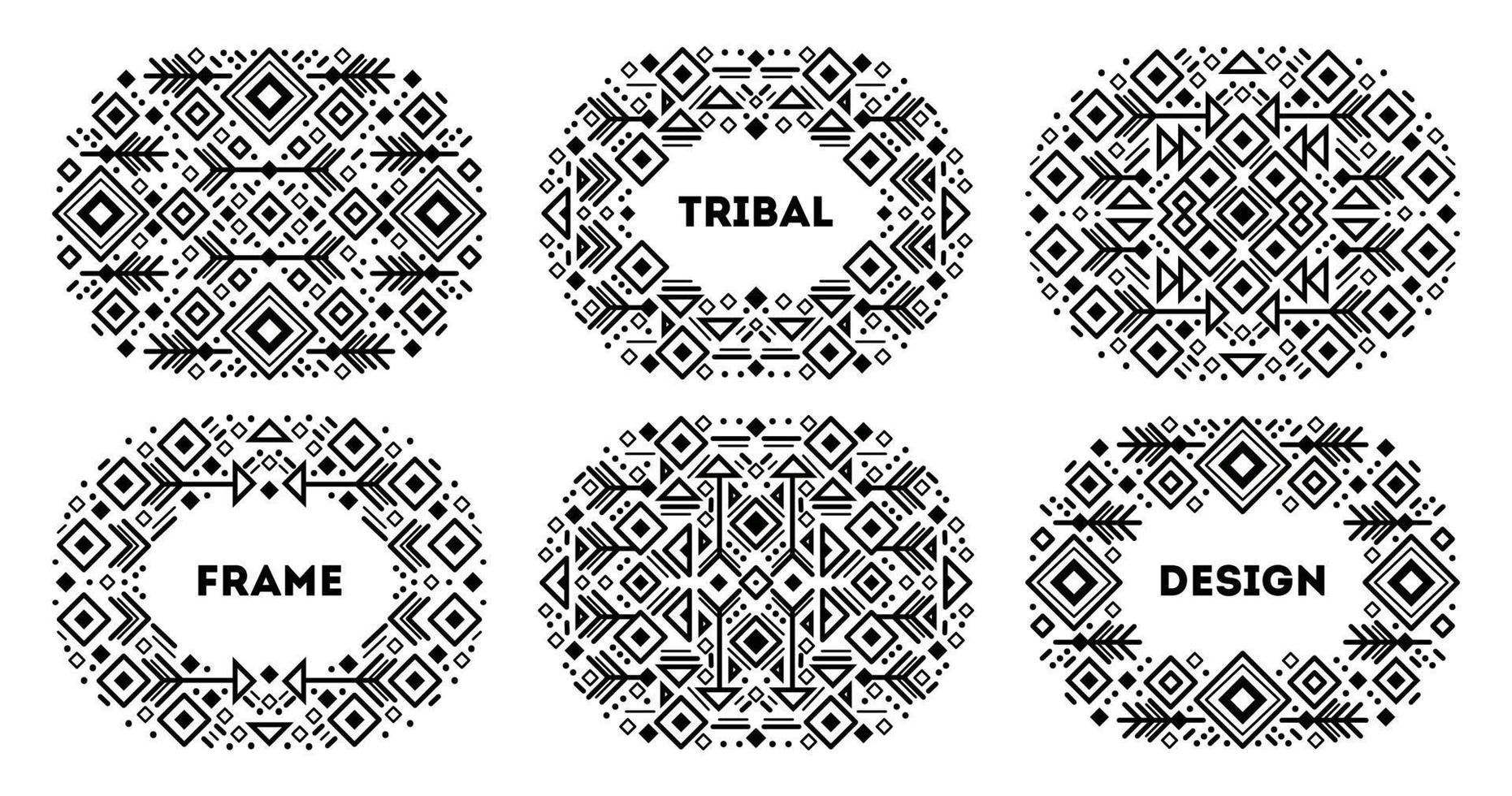 vector conjunto de tribal cubrir plantillas, decorativo geométrico azteca fronteras