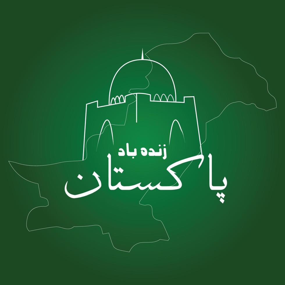 Pakistan Zindabad Written Calligraphy written in Urdu Language with Pakistan map, Vector