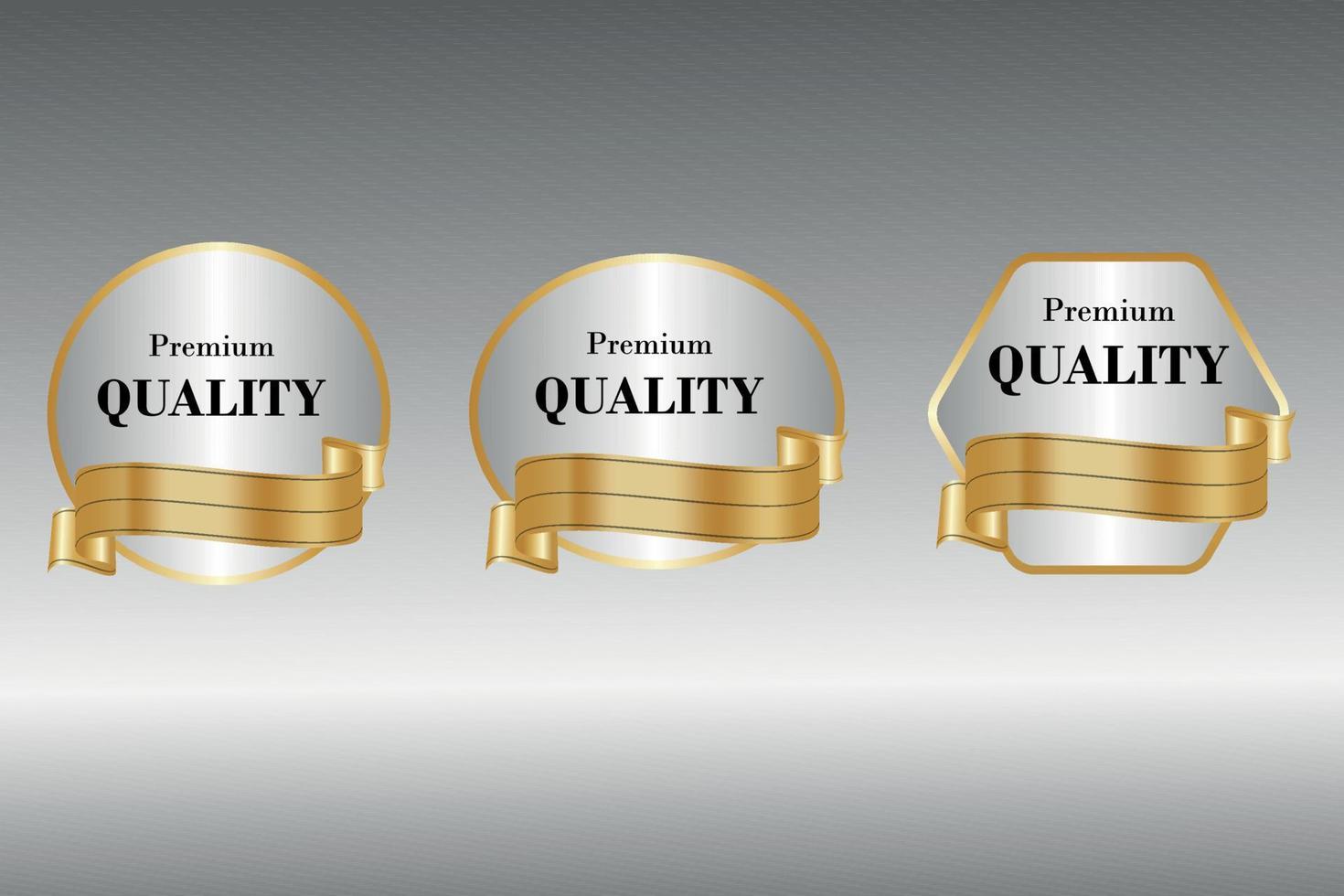 Elegant pearl white labels set, glossy labels with golden frame over