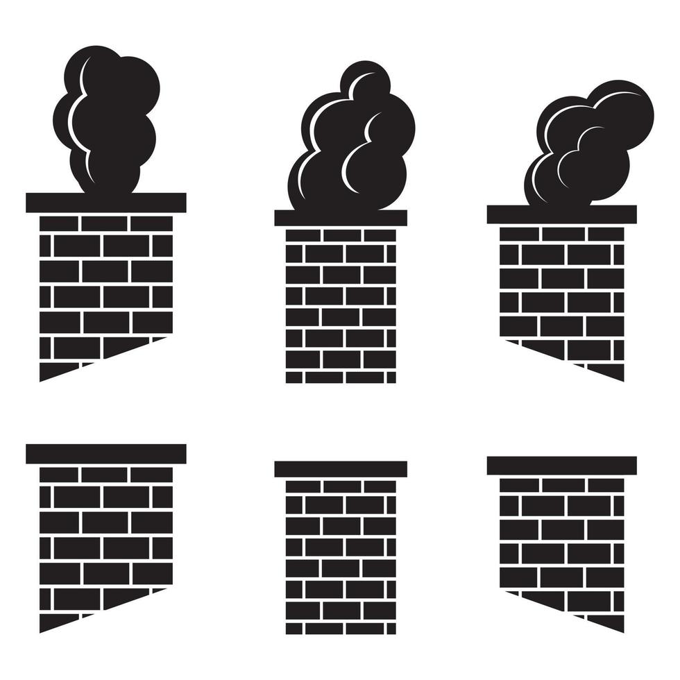 Vector isolated icon of exhaust pipes with smoke in a factory or plant. The concept of environmental pollution and harm to ecology.