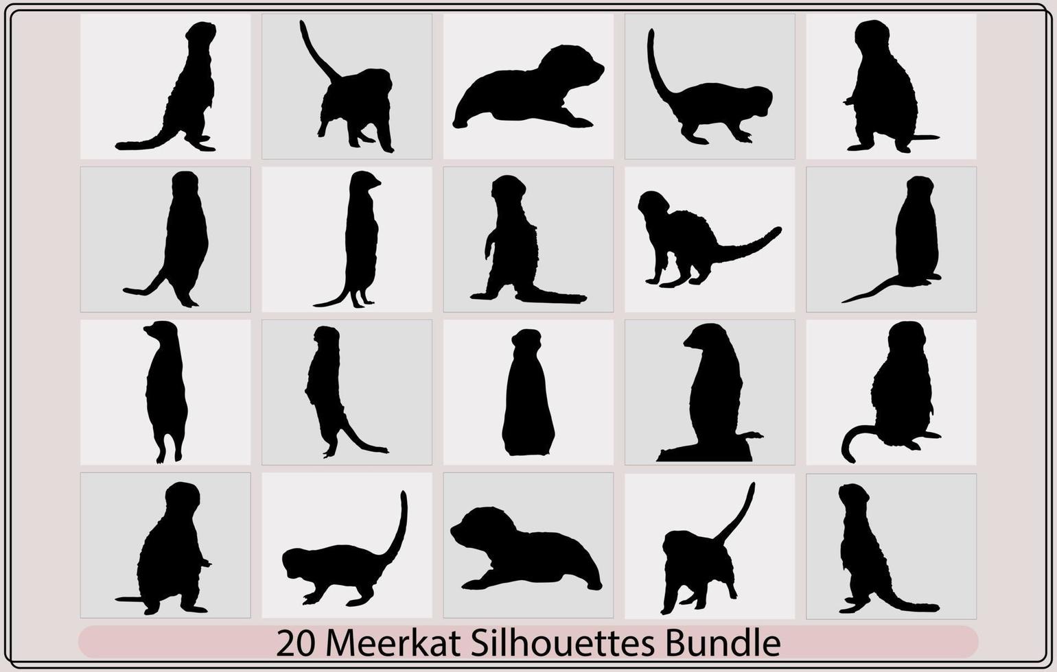 Vector illustration of a black silhouette meerka,meerkat silhouettes Suricata suricatta,Vector illustration of black silhouette meerkat