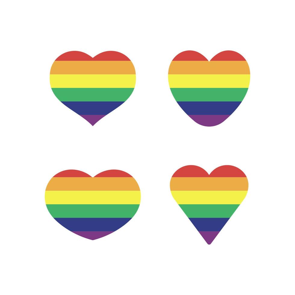 Lgbt rainbow flag in hearts shape. Gay, Lesbian, Bisexual, Trans, Queer pride love symbol of sexual diversity vector