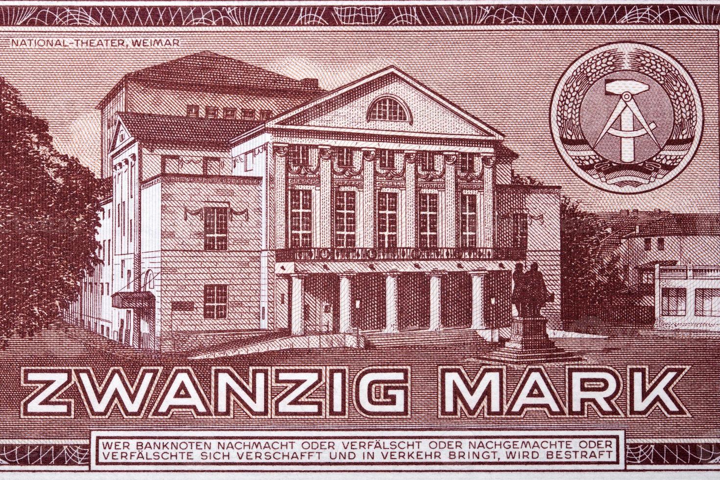 National Theatre in Weimar from old East German money photo