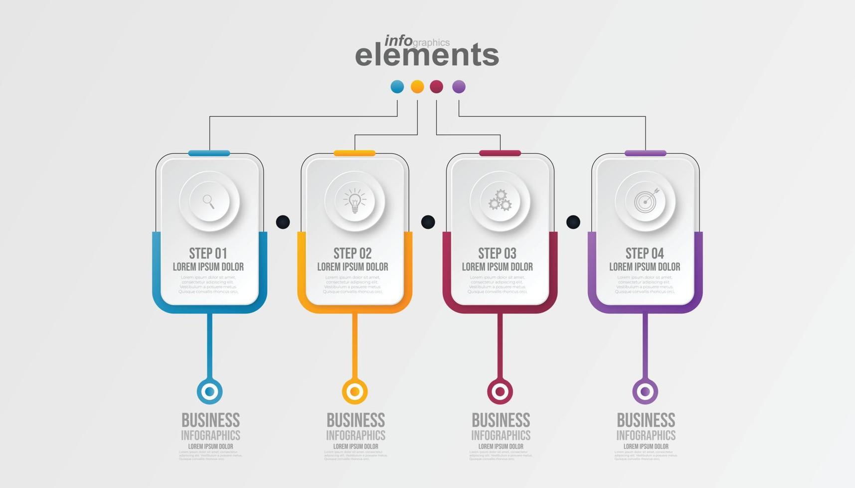 Business infographic circle shape four option, process or step for presentation. Can be used for presentations, workflow layout, banners and web design. Business concept with 4 options, steps, parts. vector