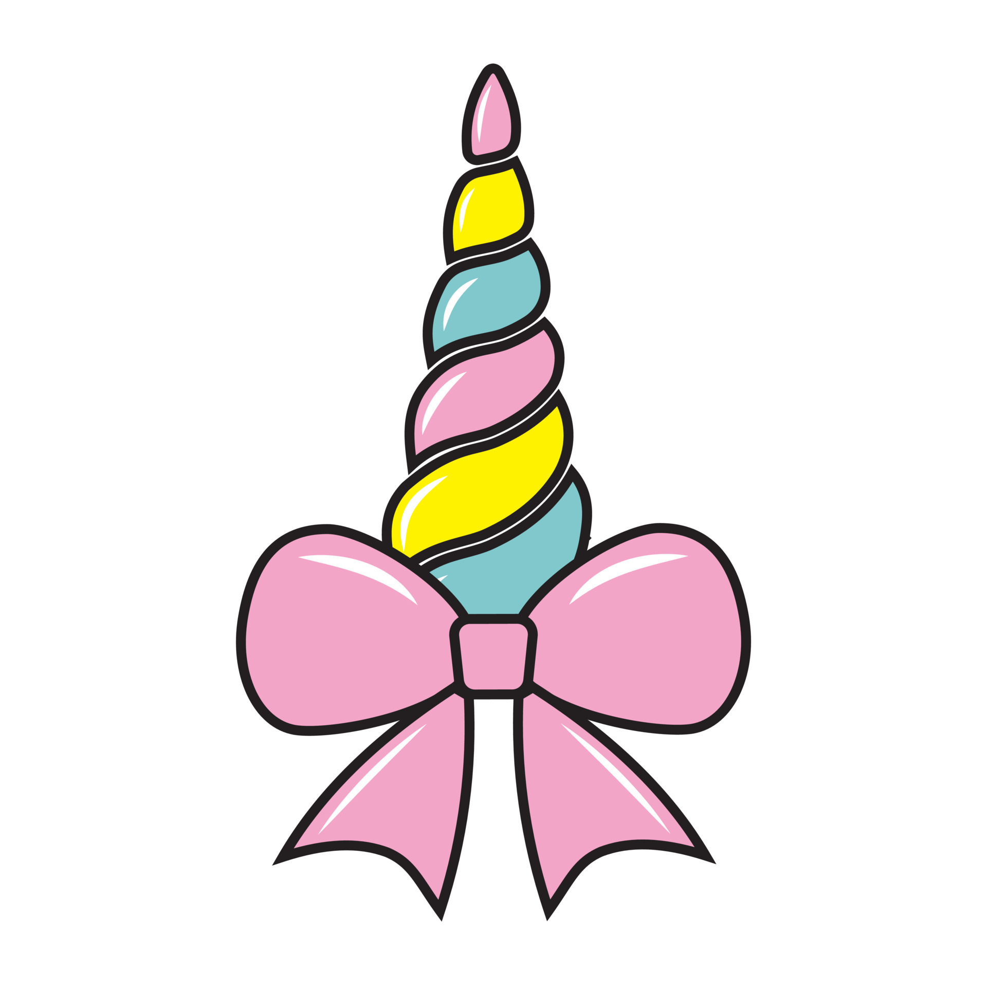 Colored unicorn horn. Color isolated vector illustration in cartoon