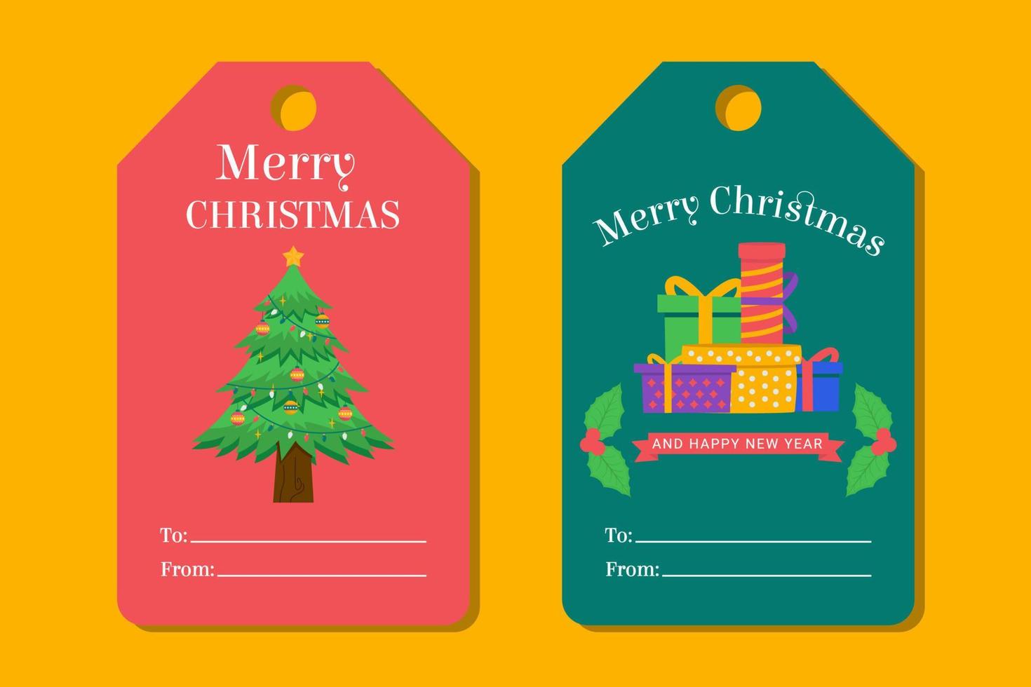 christmas themed pretty tags illustration design vector