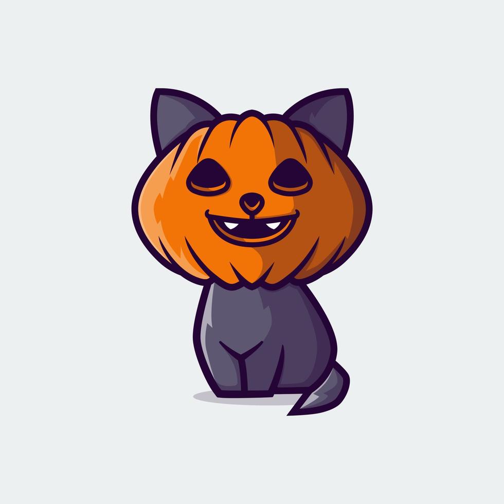 cat vector illustration design with pumpkin head