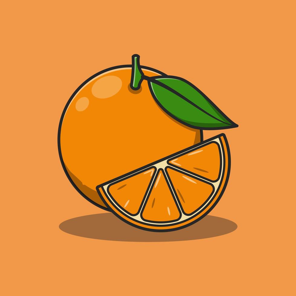 Orange illustration design cut in half as well as whole. Isolated fruit design Perfect for landing pages, stickers, icons, banners, book covers, etc. vector