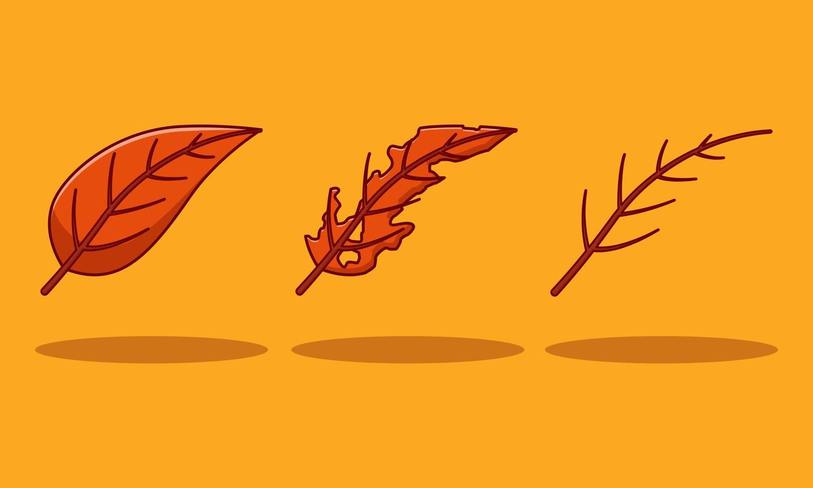 Premium brown autumn leaf set illustration design concept vector