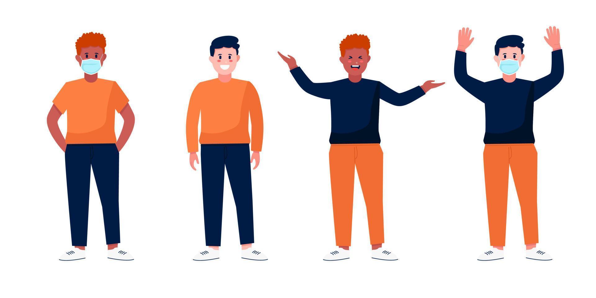 illustration design of people standing in different styles vector