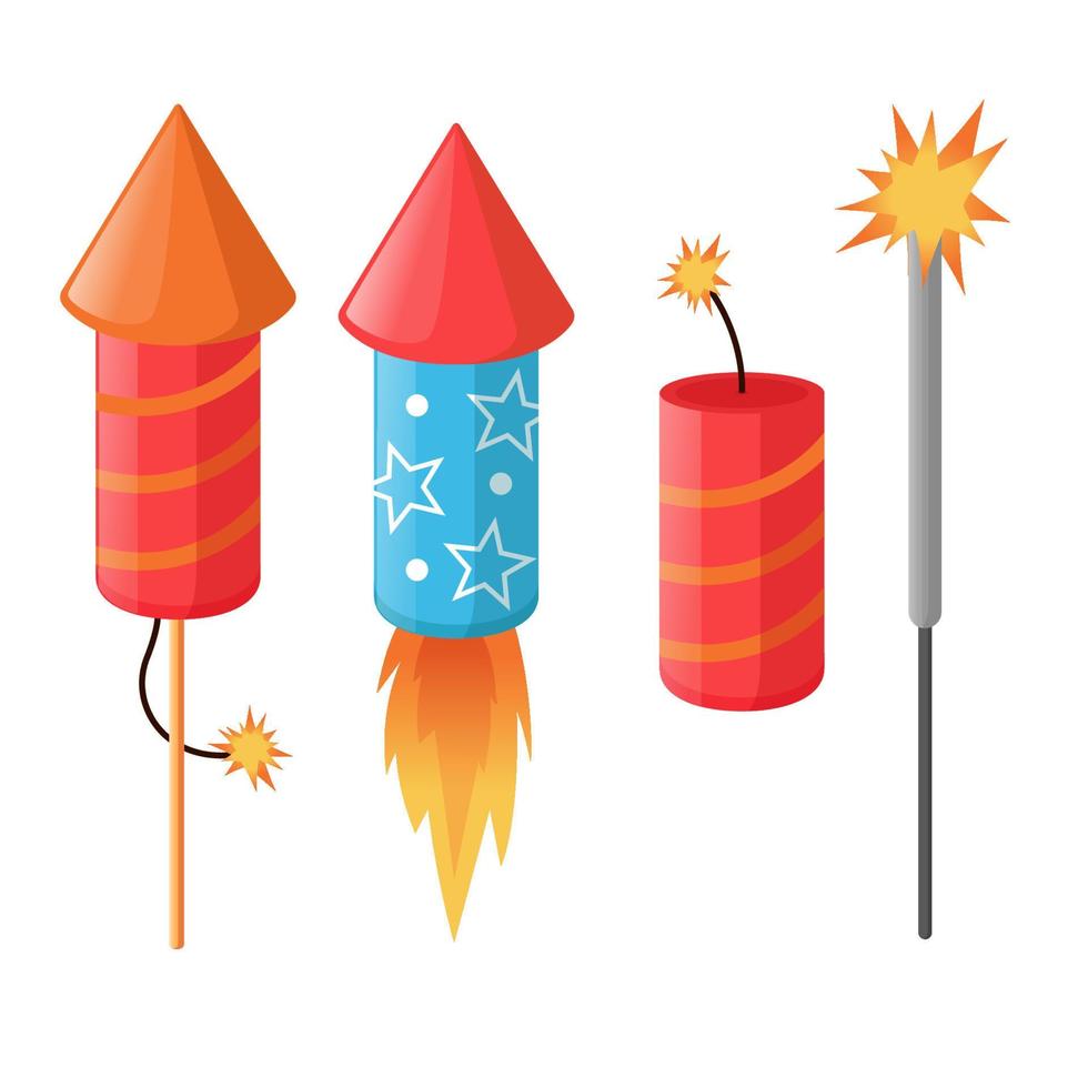 design of fireworks and firecracker collection vector