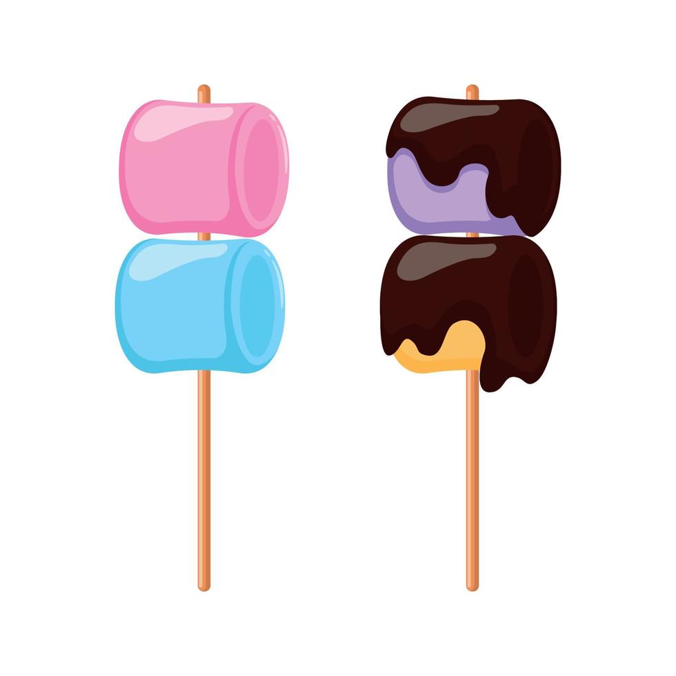 sweet marshmallow illustration design and with chocolate topping vector