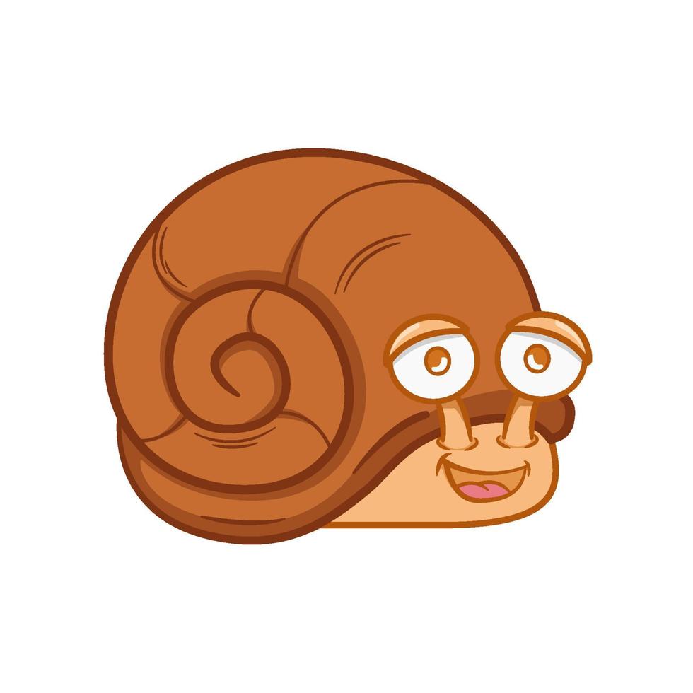 cute cartoon snail mascot illustration design with expression. suitable for children's books and logo mascots vector