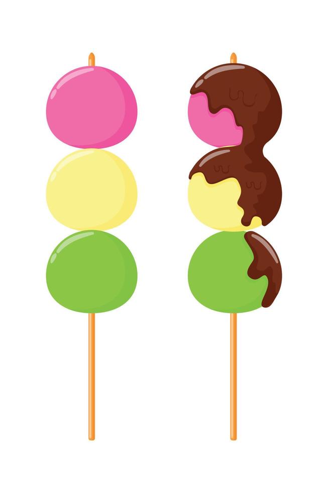 dango illustration design with melted chocolate vector