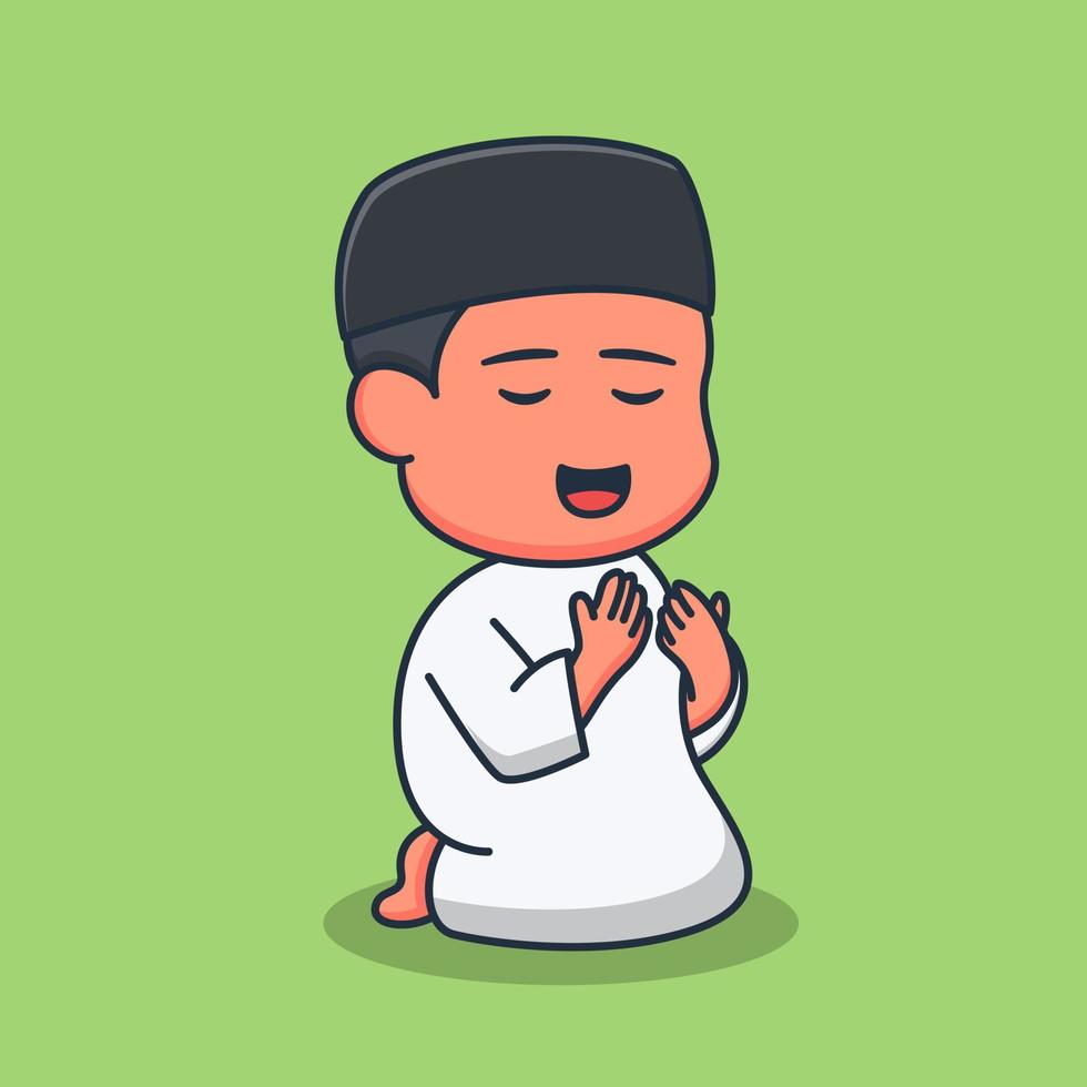 illustration design of a Muslim boy praying. isolated character design concept. flat cartoon style premium vector. suitable for landing pages, stickers, book covers and icons vector