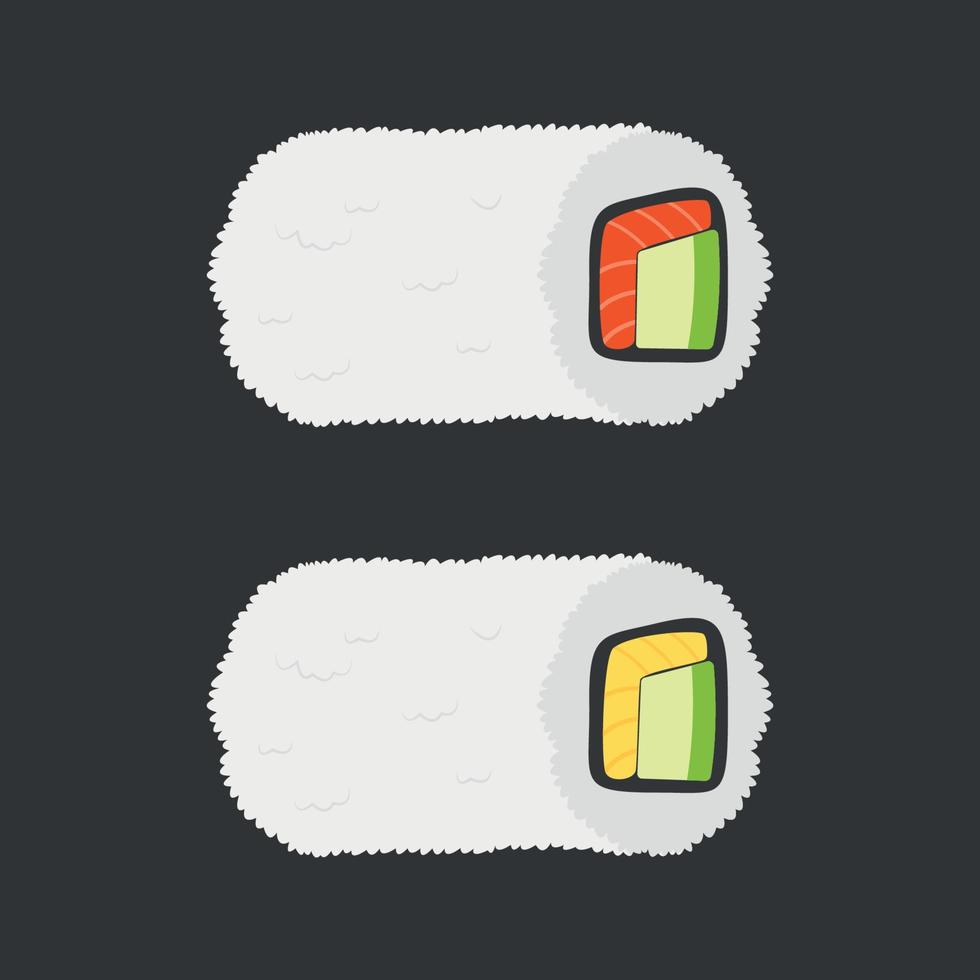sushi illustration design with fish and egg filling vector