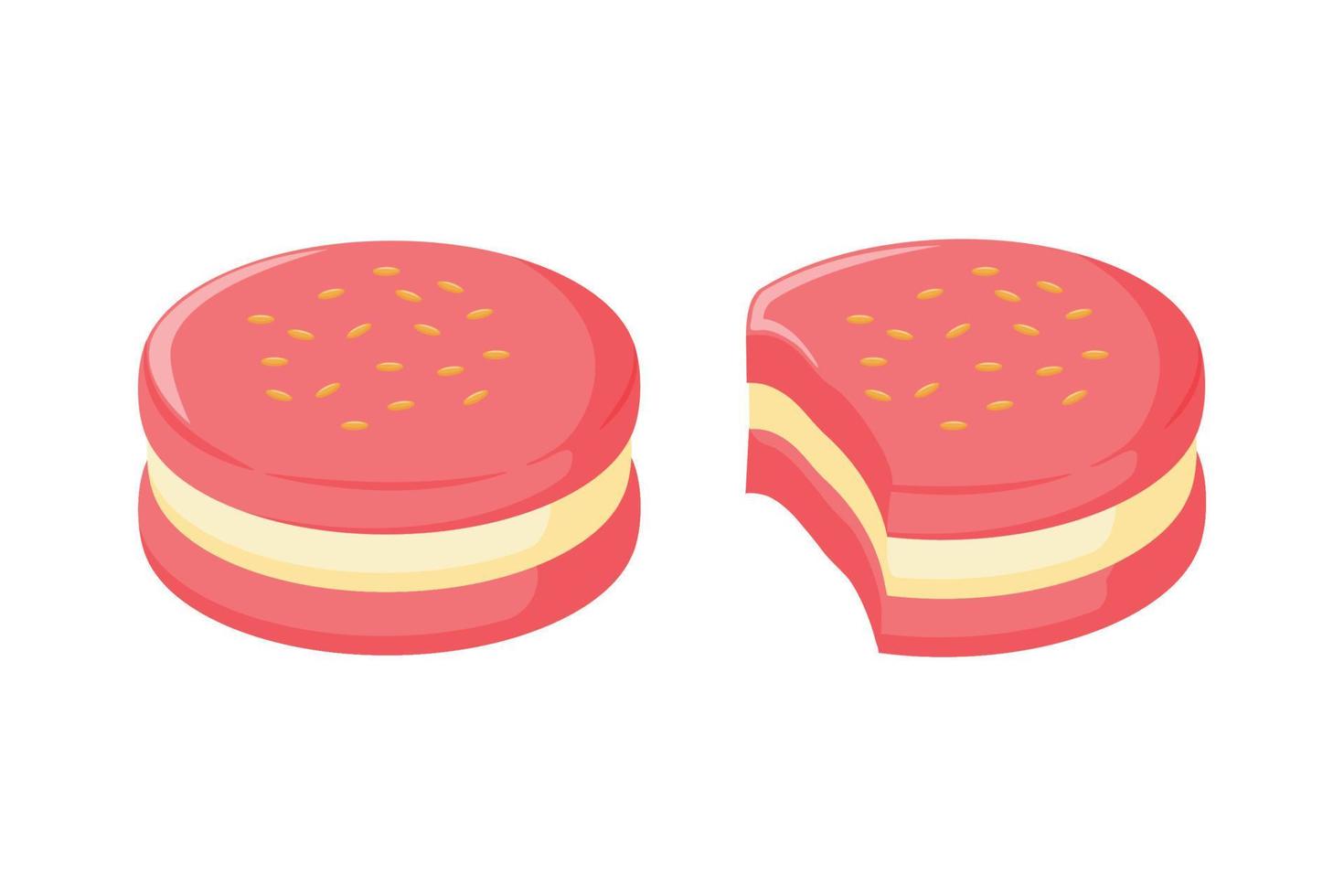 sweet macaron illustration design with vanilla topping vector