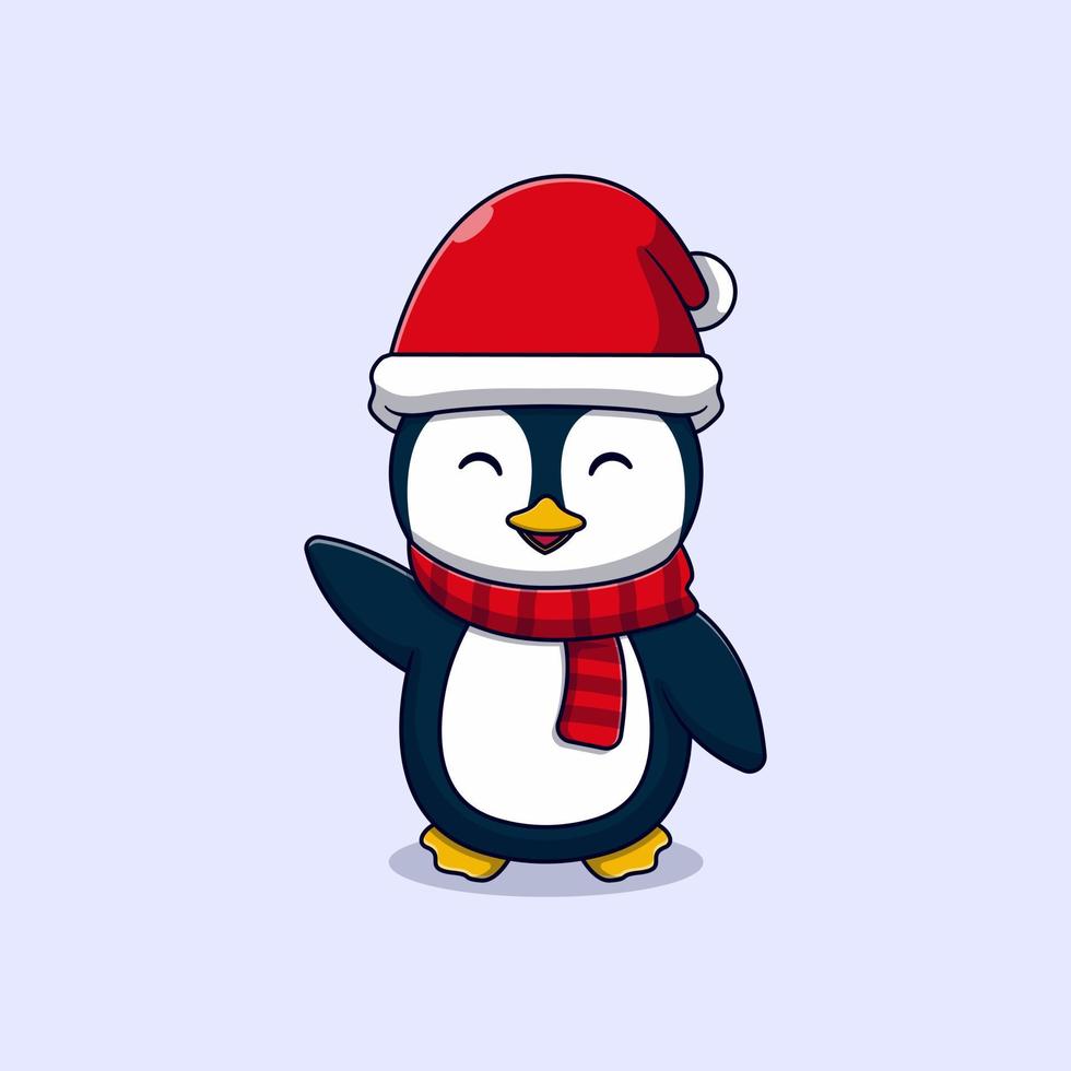 cute little penguin vector illustration design waving