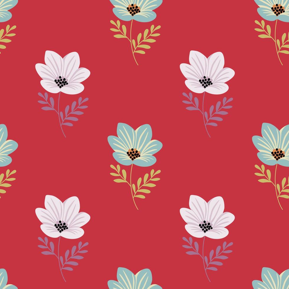 Flower stylized seamless pattern. Cute botanical illustration. Abstract floral background. vector