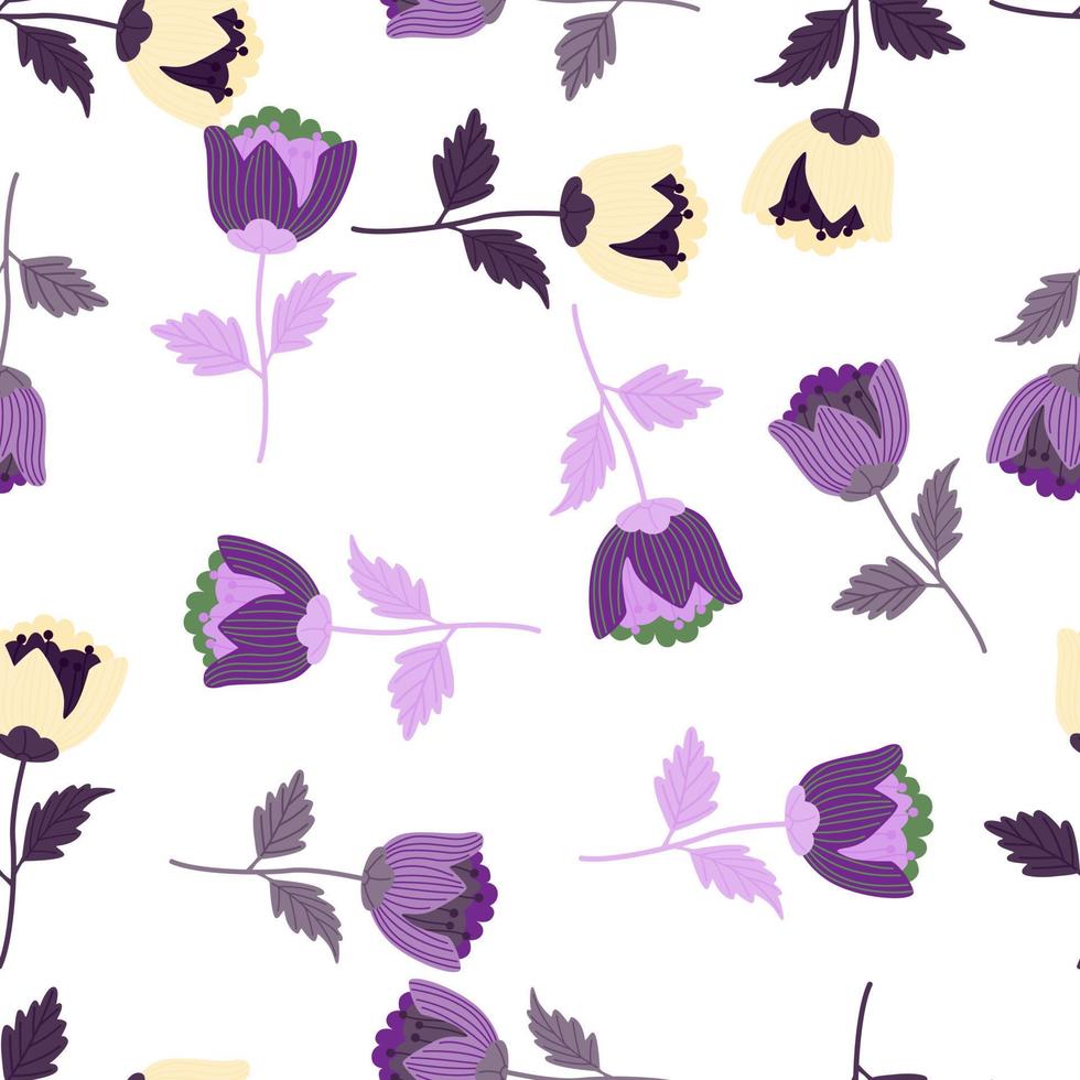 Stylize flower seamless pattern. Elegant botanical background. Abstract floral wallpaper. vector