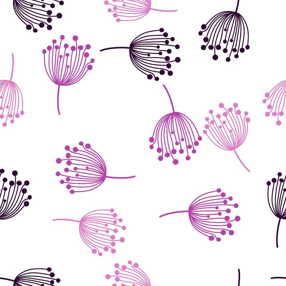 sencillo diente de león silueta sin costura modelo. Blowball botánico antecedentes. resumen floral fondo de pantalla. vector