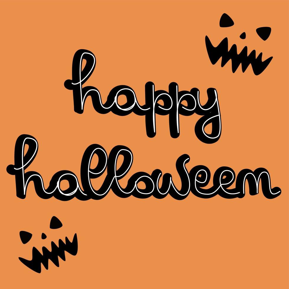 Cute hand drawn lettering happy halloween vector card