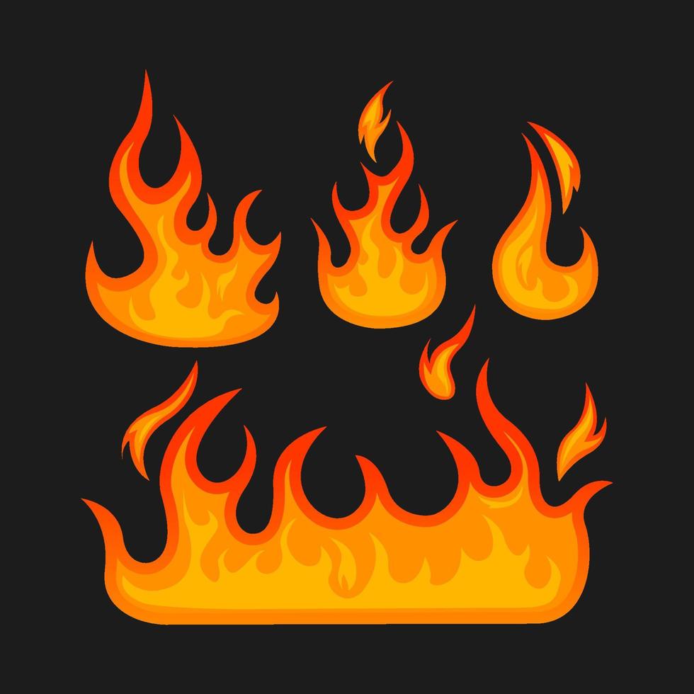 Printcollection of realistic flame illustration design vector