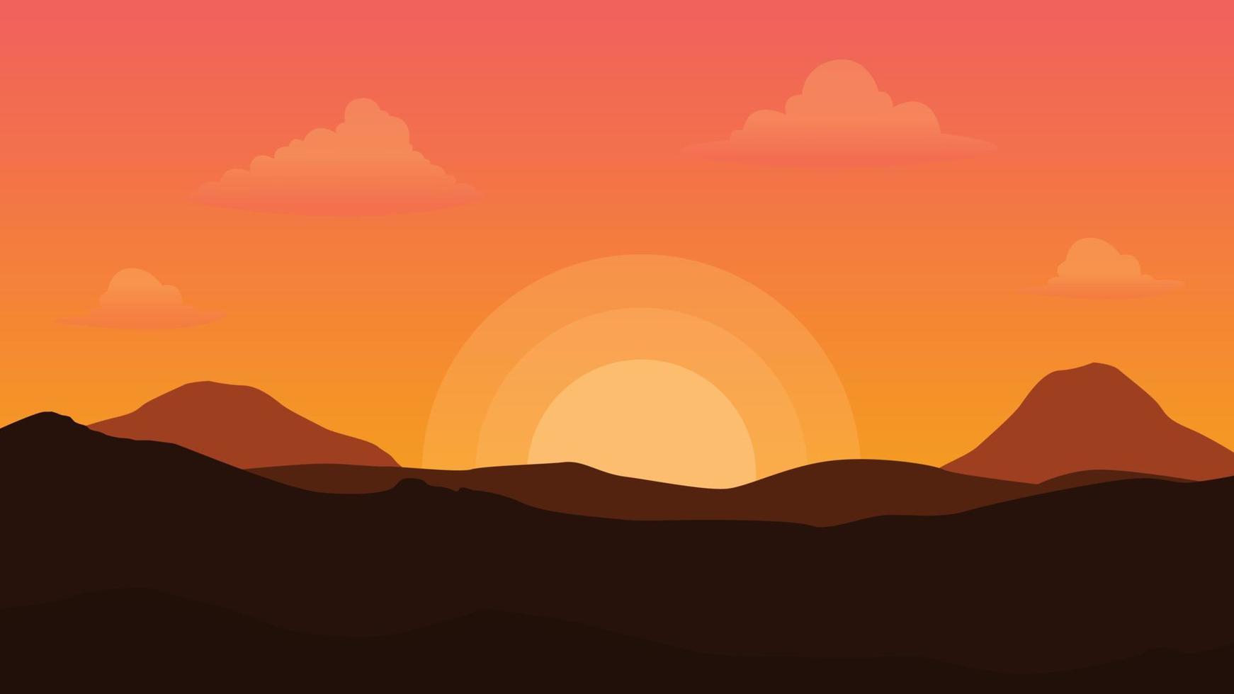 Autumn mountain view at sunset. vector