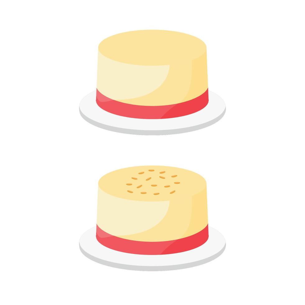 Strawberry and vanilla flavored pudding cake illustration design vector