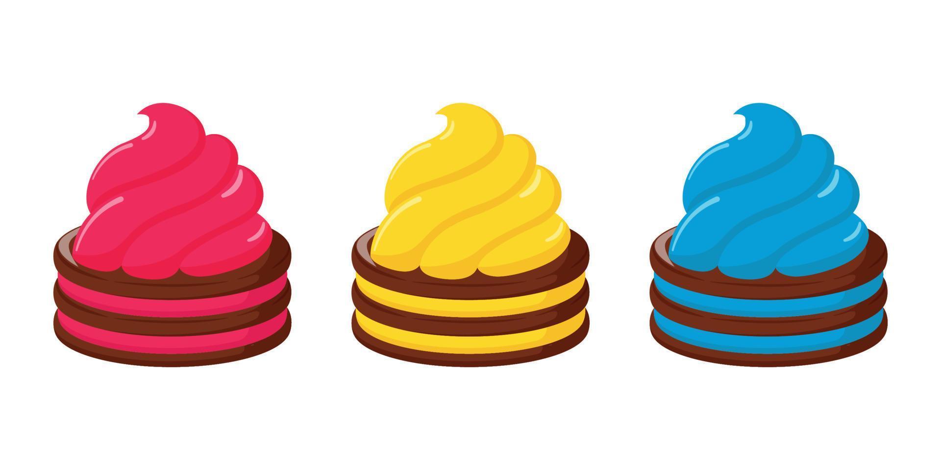 cookie illustration design with various toppings and flavors vector
