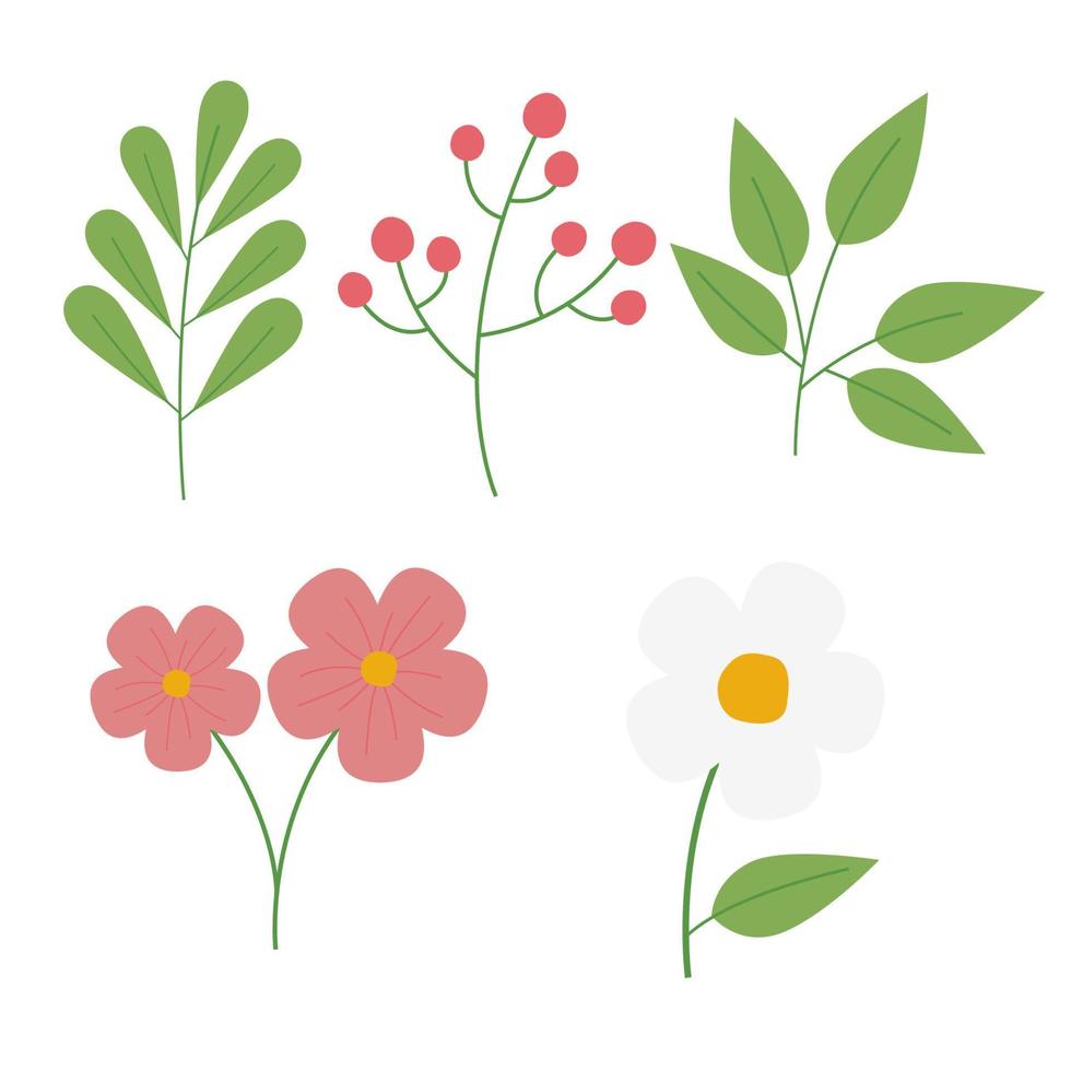 vector spring elements collection. flowers and bees