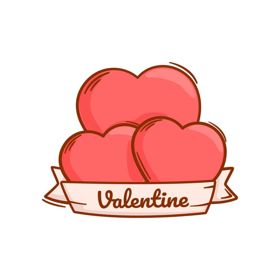 valentine love with text doodle illustration designs vector