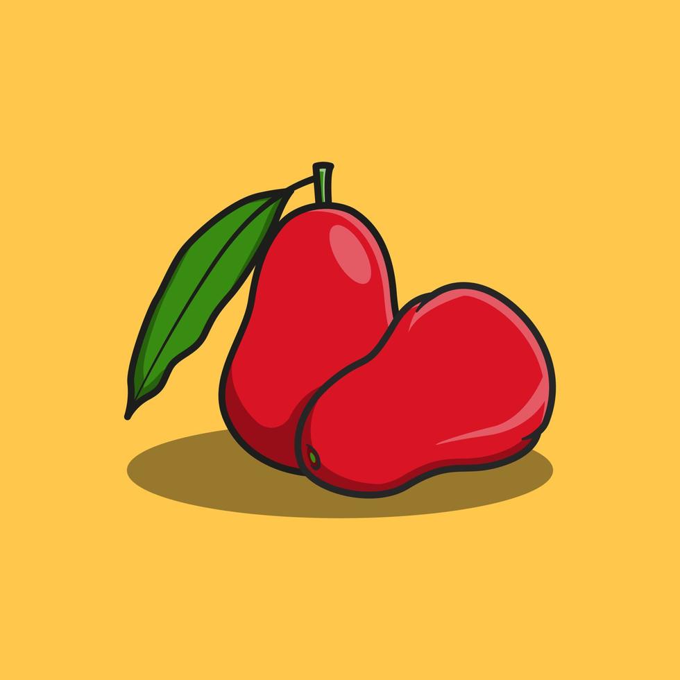 Red and delicious rose apple fruit illustration design. Isolated fruit design. Suitable for landing pages, stickers, book covers, icons, assets etc. vector