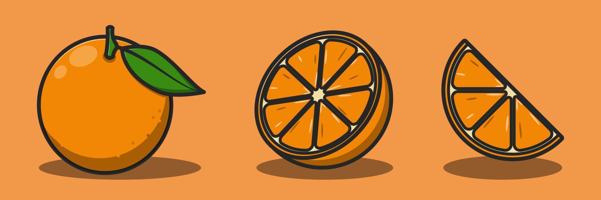 Orange illustration design cut into pieces. Isolated fruit design Perfect for landing pages, stickers, icons, banners, book covers, etc. vector