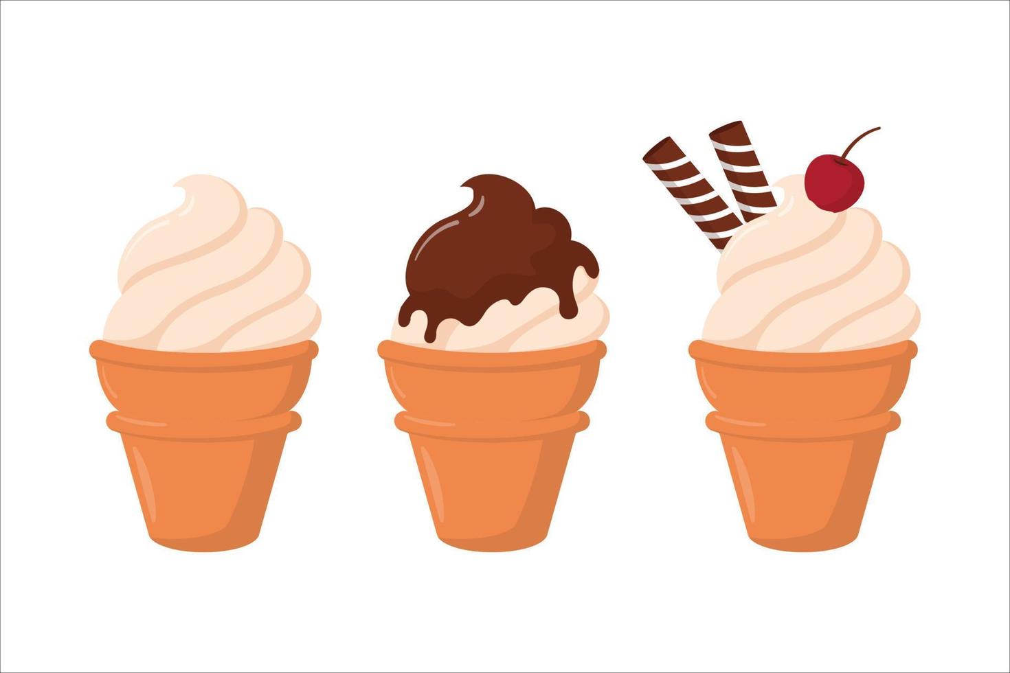 sweet ice cream illustration design with various toppings vector