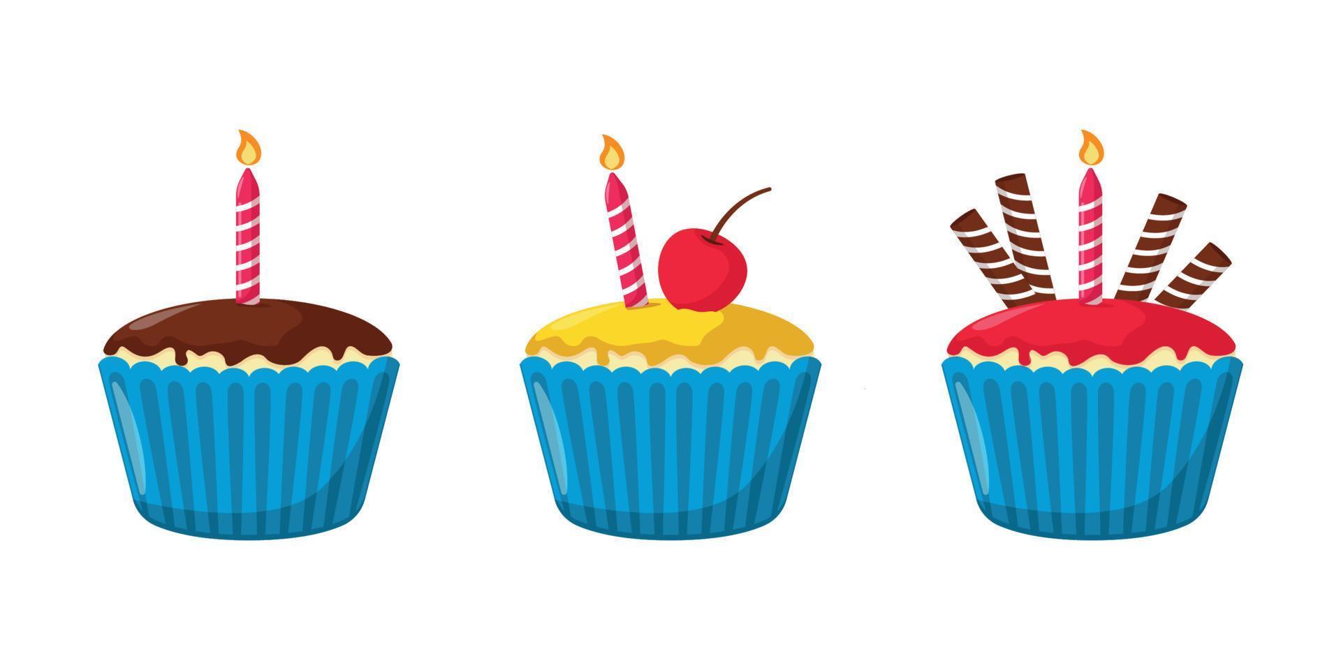 cupcake illustration design with a candle on it vector