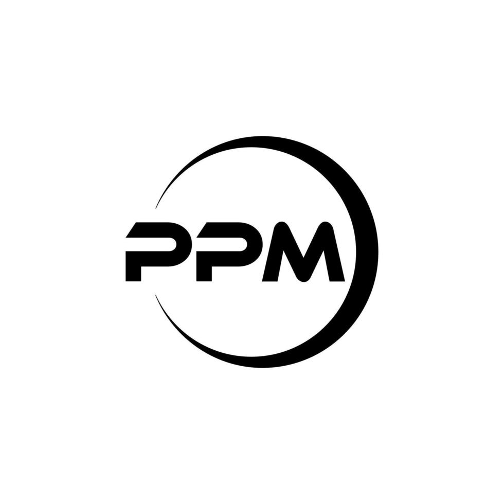 PPM letter logo design in illustration. Vector logo, calligraphy designs for logo, Poster, Invitation, etc.