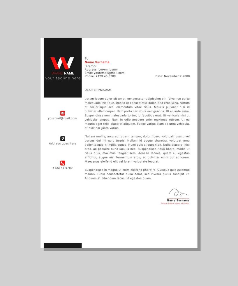 modern business letterhead template design vector