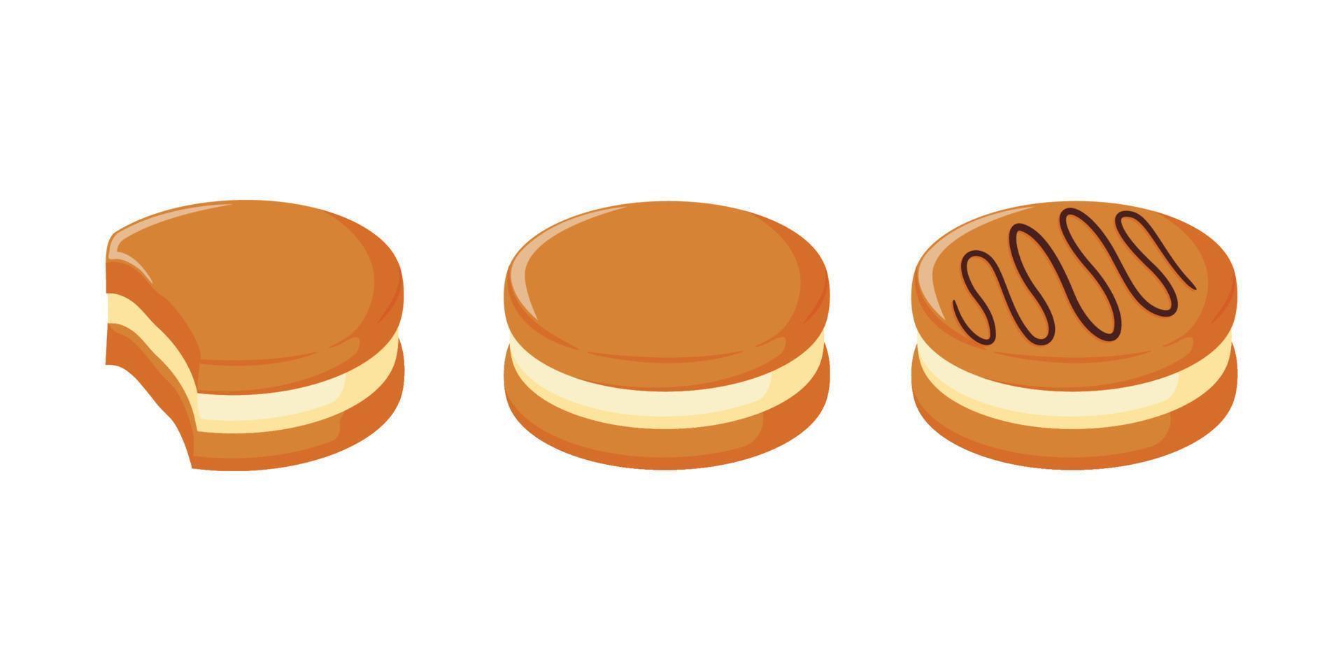 sweet macaron illustration design with vanilla topping vector