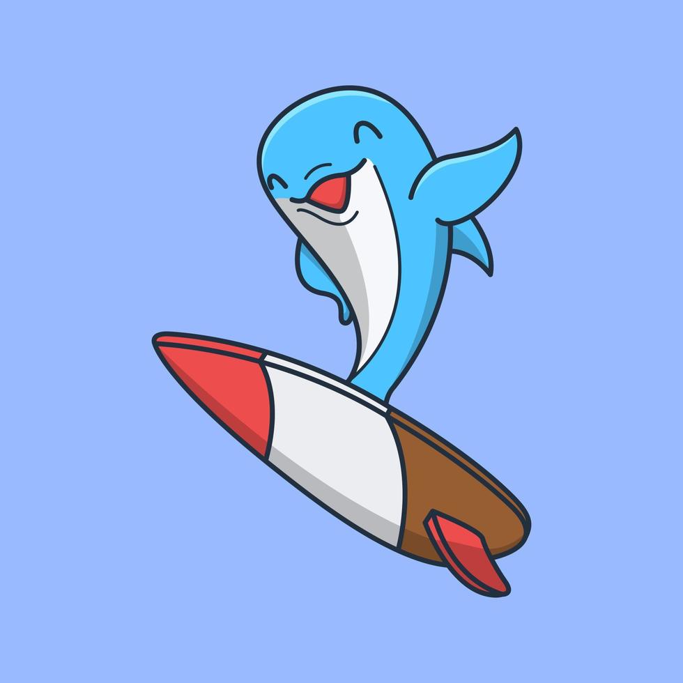 happy cute dolphin is waving its hand.  isolated animal design concept. flat cartoon style premium vector