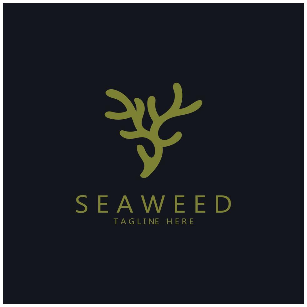 Seaweed vector logo icon illustration design.includes seafood,natural products,florist,ecology,wellness,spa.