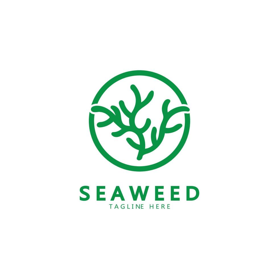 diseño de ilustración de icono de logotipo de vector de algas marinas. Incluye mariscos, productos naturales, floristería, ecología, bienestar, spa.