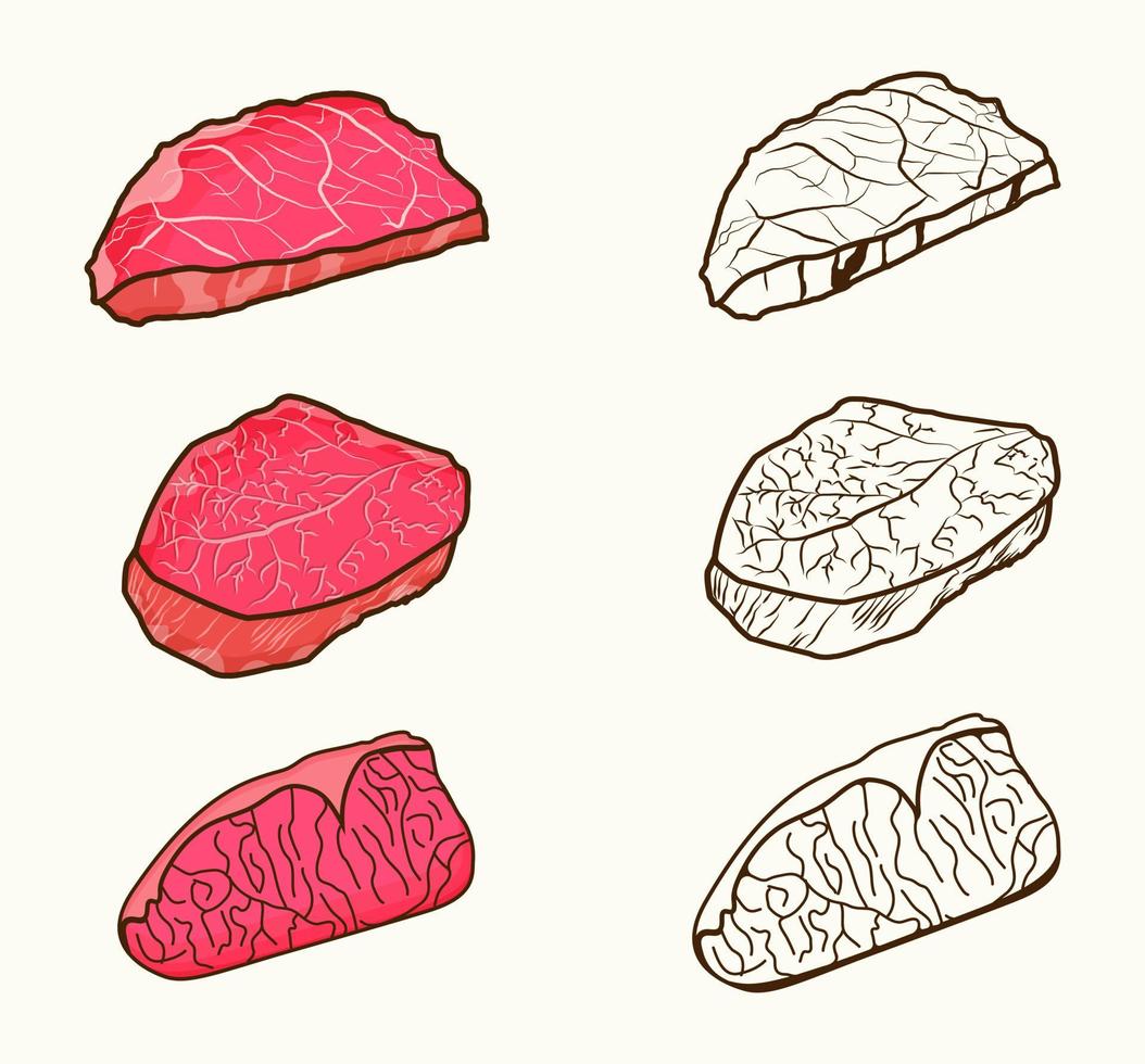 wagyu acortar Arte ilustración grande colección mínimos sencillo wagyu asiático comida menú costilla proteína sano restaurante cena carne picar jamón filete wagyu vistoso vector icono acortar Arte.