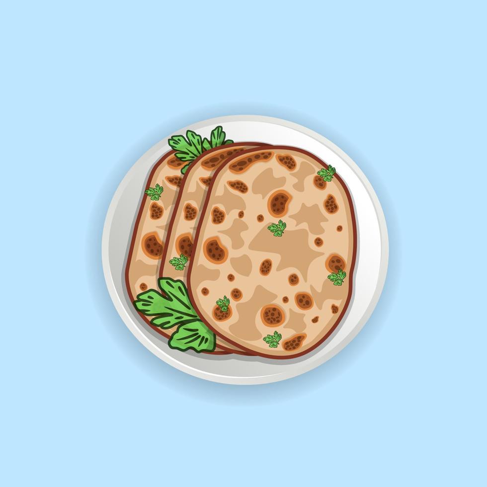 mejor creativo naan comida ilustración diseño. Hola calidad naan cuenco cocina sano cocina panadería cepillado pollo sabroso naan un pan comida icono elementos acortar Arte. vector