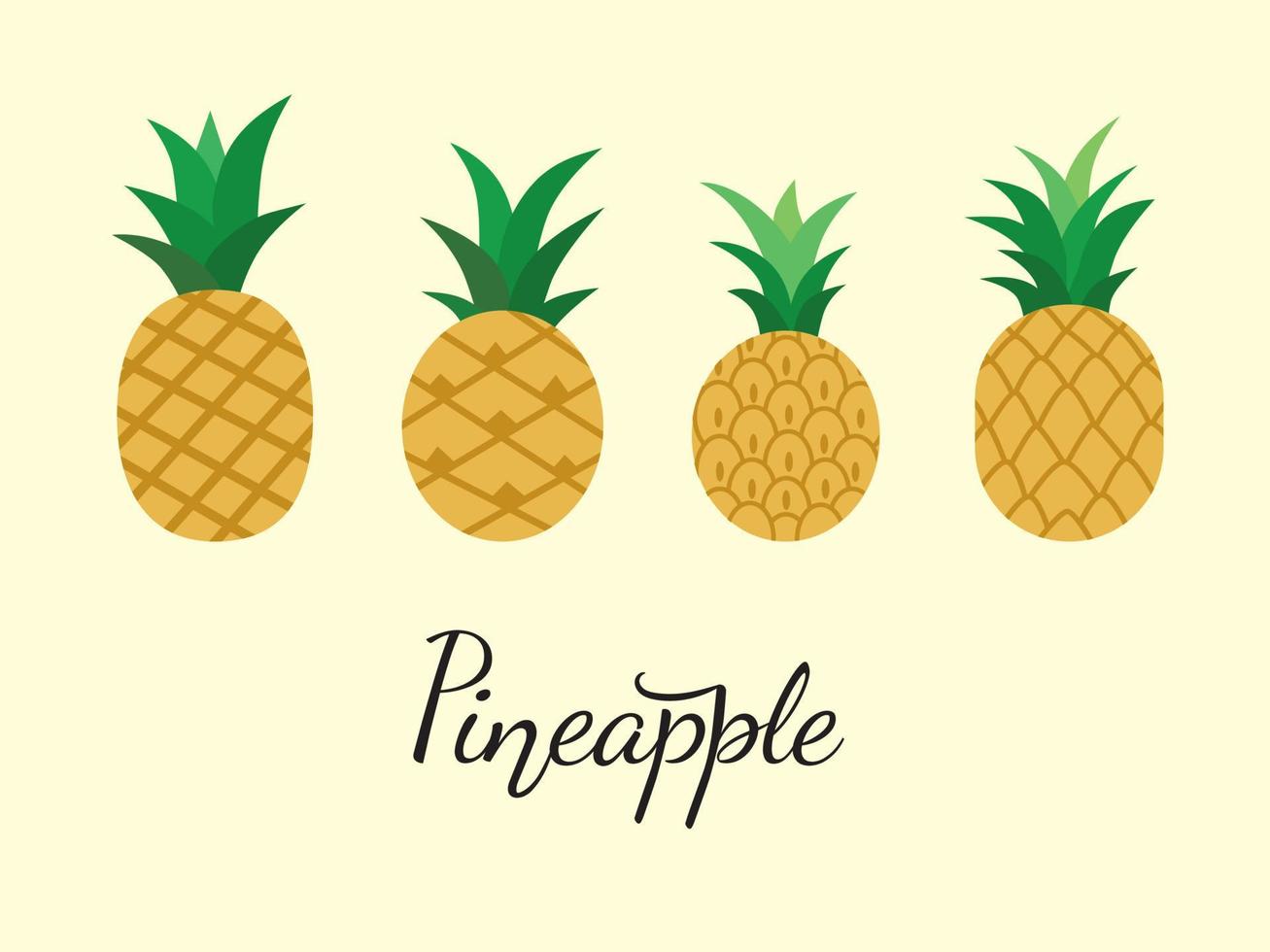 set with a variety of stylized pineapples. vector