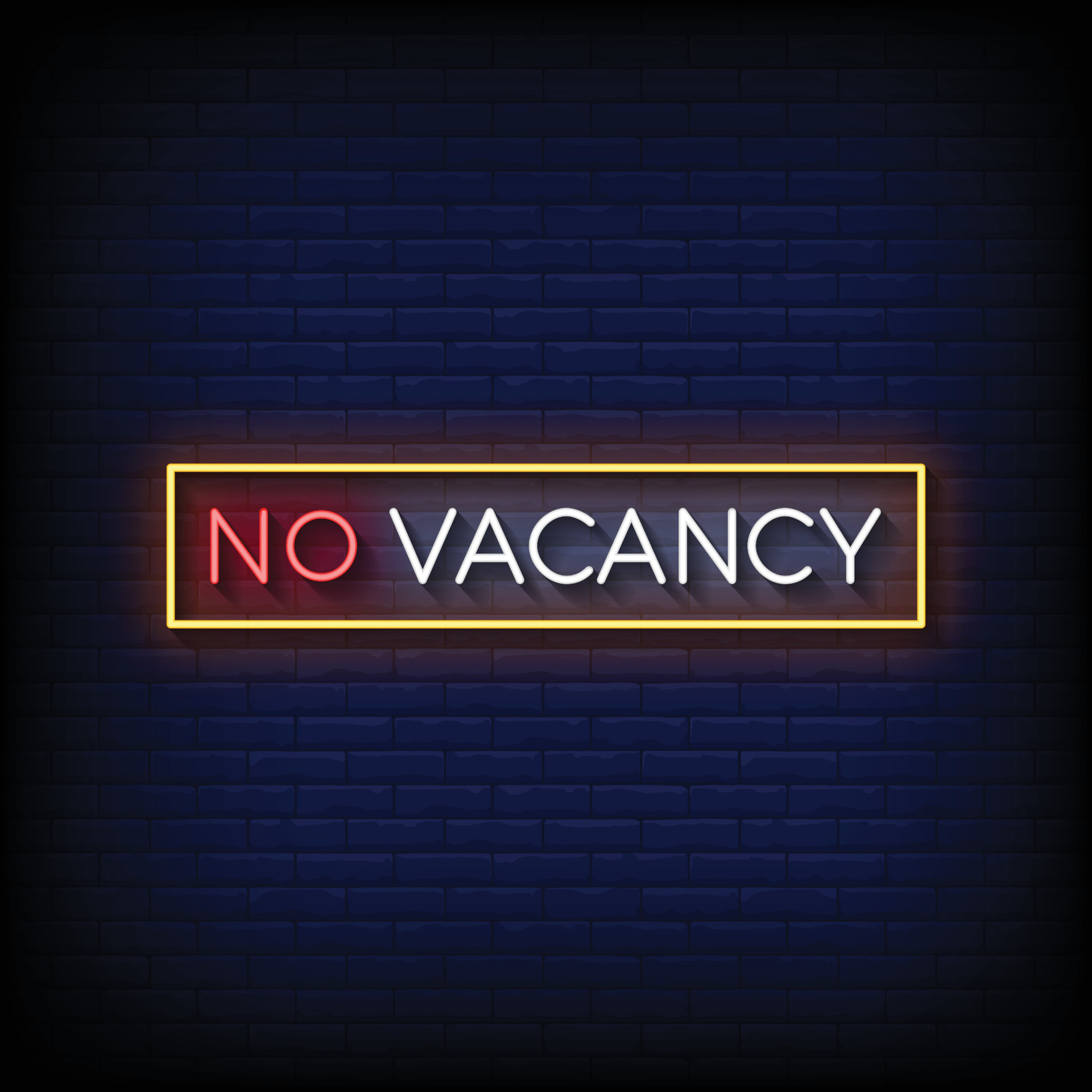 Neon Sign no vacancy with brick wall background vector 21919880 Vector